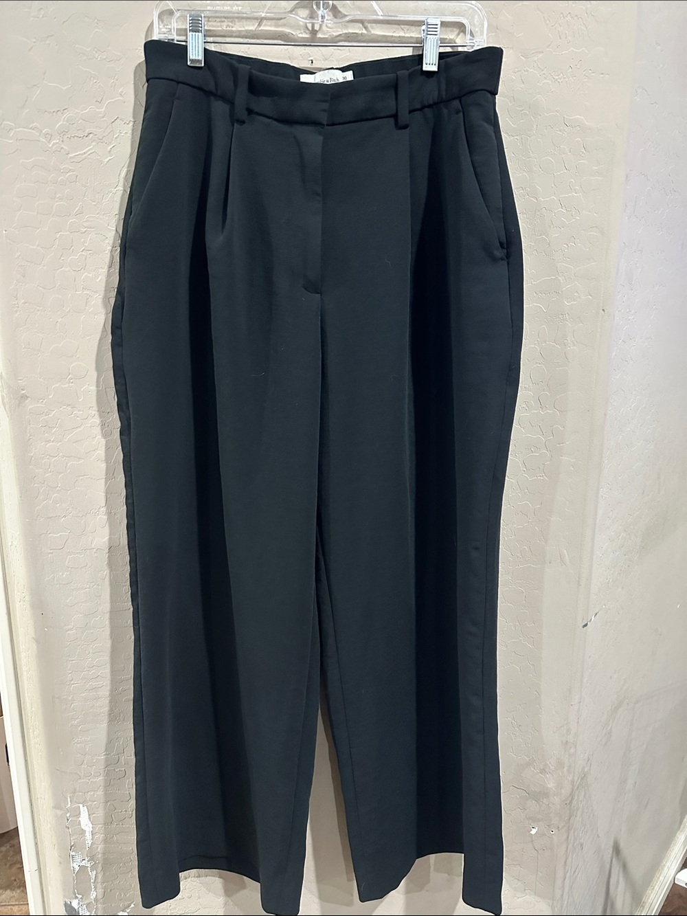 Abercrombie & Fitch Black High-Rise Wide-Leg Trousers